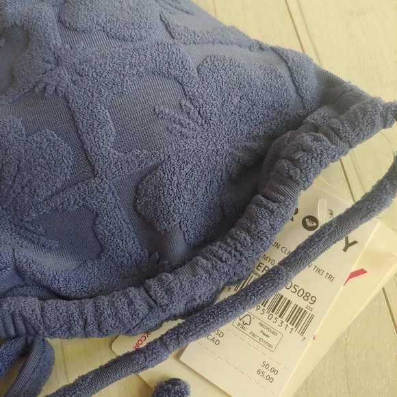 ROXY NEW Sun Click Terry Stretch Tiki Triangle Top - Picture 7 of 15